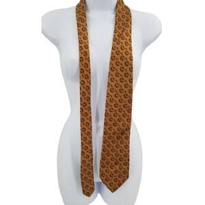 Corsair Vintage Mens Neck Tie 58" Geometric Yellow Orange Brown
